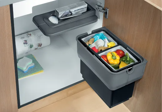 BLANCO Abfalltrennsystem Singolo Abfallsammler zum Einbau an Drehtren mit Abdeckung ab 45cm Unterschrank