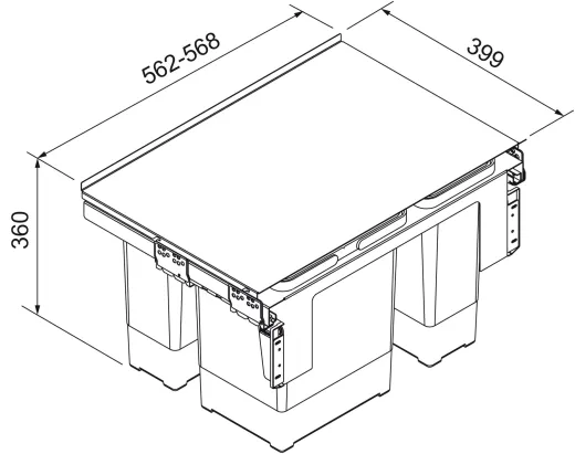 FRANKE Sorter Garbo 60-3 Einbau-Abfallsammler / Mlltrennsystem in 3-fach Trennung Frontauszug
