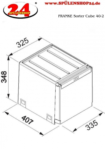 FRANKE Sorter Cube 40-2 Einbau-Abfallsammler / Mlltrennsystem in 2-fach Trennung hinter Drehtr