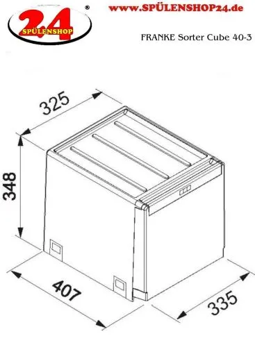 FRANKE Sorter Cube 40-3 Einbau-Abfallsammler / Mlltrennsystem in 3-fach Trennung hinter Drehtr