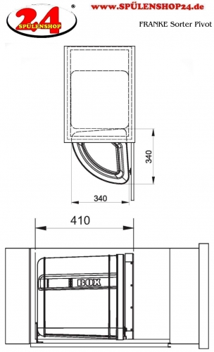 FRANKE Sorter Pivot Einbau-Abfallsammler / Mlltrennsystem in 1-/2-fach Trennung hinter Drehtr