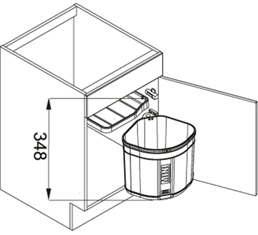 FRANKE Sorter Mini Einbau-Abfallsammler / Mllabfallbehlter in 1-fach Trennung hinter Drehtr