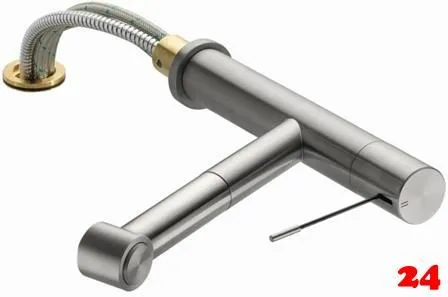 KWC Kchenarmatur Ono 10.151.053.700FL Einhebelmischer Edelstahl massiv mit Zugauslauf und Brausefunktion Unterfenstermontage (123114)