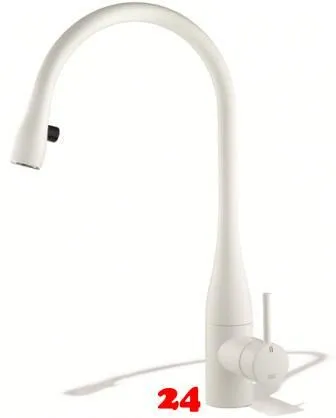 KWC Kchenarmatur EVE 10.121.103.150FL Einhebelmischer Glacier White mit Zugauslauf Griffposition auswhlbar mit LEDShine (122168)