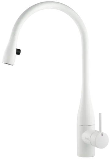 KWC K�chenarmatur EVE 10.121.103.150FL Einhebelmischer Glacier White mit Zugauslauf Griffposition ausw�hlbar mit LEDShine (122168)