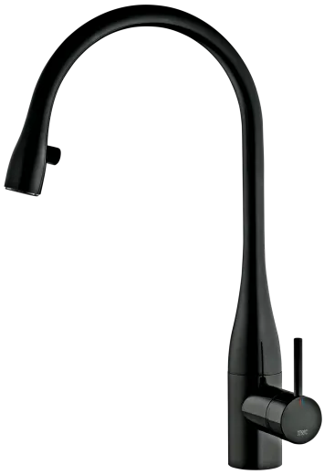 KWC K�chenarmatur EVE 10.121.103.151FL Einhebelmischer Schwarz verchromt mit Zugauslauf Griffposition ausw�hlbar mit LEDShine (122169)