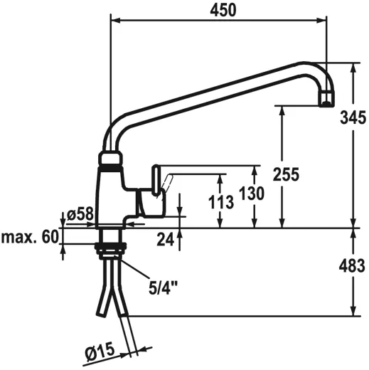 KWC Gastro CR 24.501.046.000-A450 Einhebelmischer Gastroarmatur / Gewerbearmatur fr die Profikche (121268)