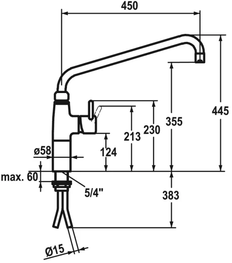 KWC Gastro CR 24.501.056.000-A450 Einhebelmischer Gastroarmatur / Gewerbearmatur fr die Profikche (121270)