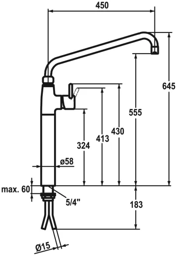 KWC Gastro CR 24.501.066.000-A450 Einhebelmischer Gastroarmatur / Gewerbearmatur fr die Profikche (121272)