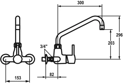 KWC Gastro CR 24.502.194.000-A300-WA Einhebelmischer / Wandarmatur Gewerbearmatur fr die Profikche (121287)