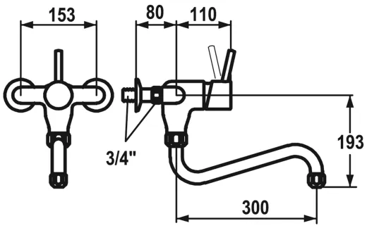 KWC Gastro CR K.24.32.14.000A86-A300-WA Einhebelmischer / Wandarmatur Gewerbe fr die Profikche (122360)