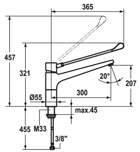 KWC Gastro CR 24.501.104.000LL-A300 Einhebelmischer Gewerbearmatur Hebel lang f�r die Profik�che (121743)