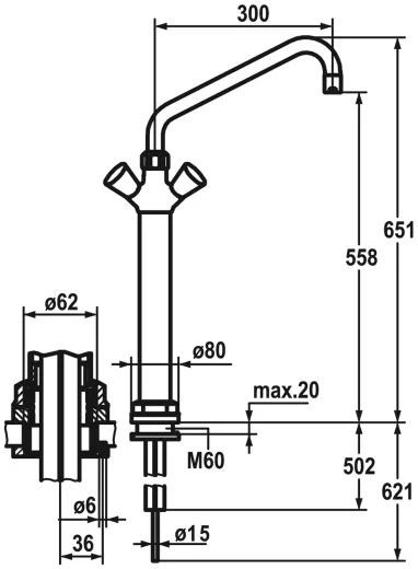 KWC Gastro CR K.24.41.32.000C07-A300 Zweigriffmischer Gewerbe Gastroarmatur fr die Profikche (100931)