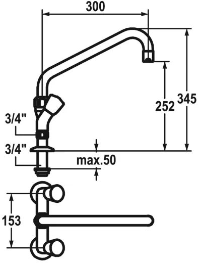 KWC Gastro CR K.24.42.41.000C74-C345 Zweigriffmischer Gewerbe Gastroarmatur fr die Profikche (118411)