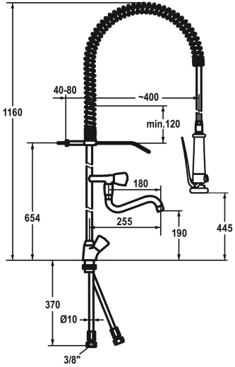 KWC Gastro CR K.24.41.61.000C06-SB Zweigriffmischer Gewerbe mit Pendelbrause fr die Profikche (105093)