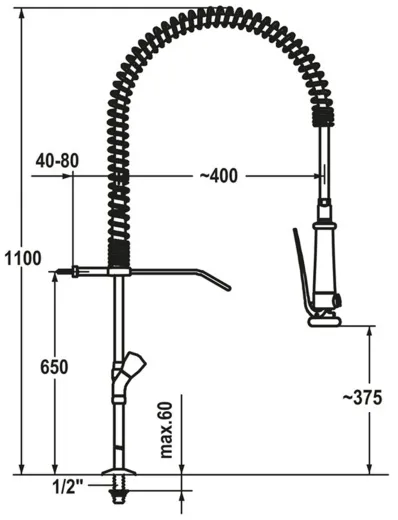 KWC Gastro CR K.24.42.62.000C71-SB Zweigriffmischer Gewerbe mit Pendelbrause fr die Profikche (100964)