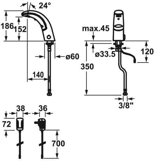 KWC IQUA Tronic K.12.JK.52N000N23 Automatik Armatur Chrom Infrarotsensorik berhrungslos Waschtisch Niederdruck (K.12.JK.52N000N23)