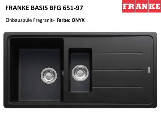 FRANKE Kchensple Basis BFG 651-97 Fragranit+ Einbausple / Granitsple mit Siebkorb als Drehknopfventil