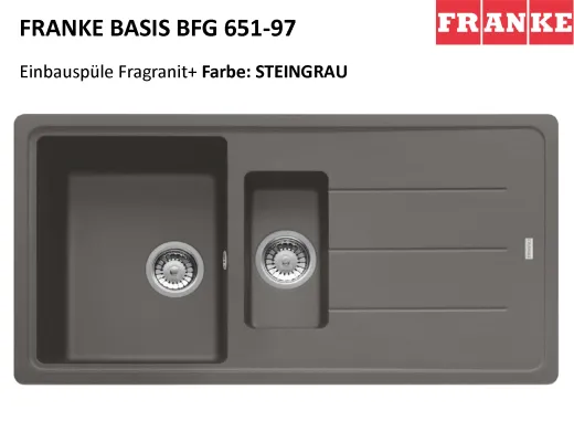 FRANKE Kchensple Basis BFG 651-97 Fragranit+ Einbausple / Granitsple mit Siebkorb als Drehknopfventil