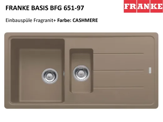 FRANKE Kchensple Basis BFG 651-97 Fragranit+ Einbausple / Granitsple mit Siebkorb als Drehknopfventil