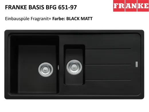 FRANKE Kchensple Basis BFG 651-97 Fragranit+ Einbausple / Granitsple mit Siebkorb als Drehknopfventil