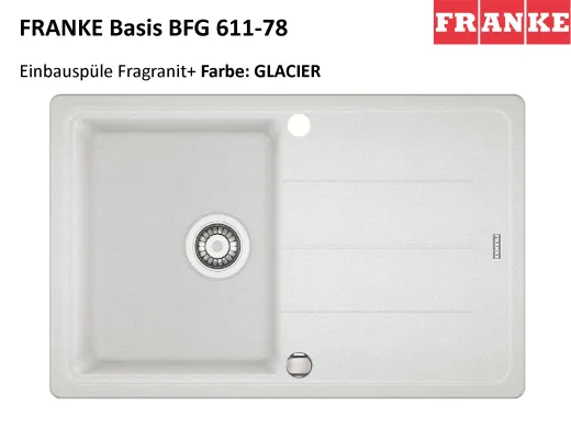 FRANKE Kchensple Basis BFG 611-78 Fragranit+ Einbausple / Granitsple mit Siebkorb als Drehknopfventil