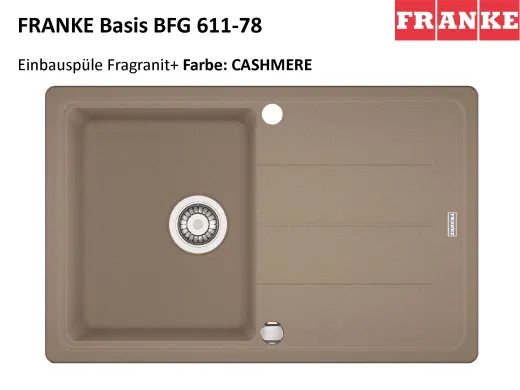 FRANKE Kchensple Basis BFG 611-78 Fragranit+ Einbausple / Granitsple mit Siebkorb als Drehknopfventil