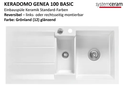 Systemceram KeraDomo GENEA 100-BASIC Keramiksple / Einbausple in Standardfarben fr die Kche