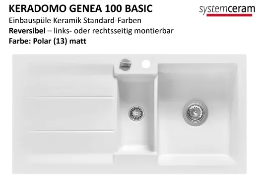 Systemceram KeraDomo GENEA 100-BASIC Keramiksple / Einbausple in Standardfarben fr die Kche