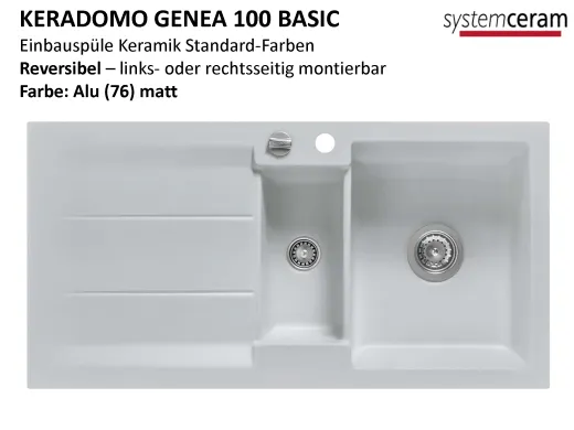 Systemceram KeraDomo GENEA 100-BASIC Keramiksple / Einbausple in Standardfarben fr die Kche