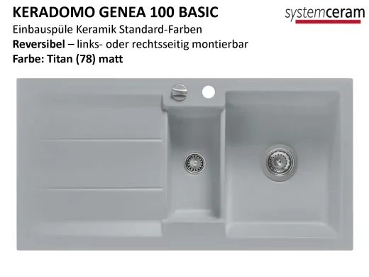 Systemceram KeraDomo GENEA 100-BASIC Keramiksple / Einbausple in Standardfarben fr die Kche
