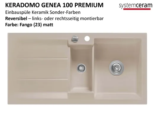 Systemceram KeraDomo GENEA 100-PREMIUM Keramiksple / Einbausple in Sonderfarben fr die Kche