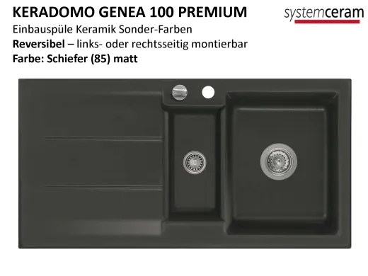 Systemceram KeraDomo GENEA 100-PREMIUM Keramiksple / Einbausple in Sonderfarben fr die Kche