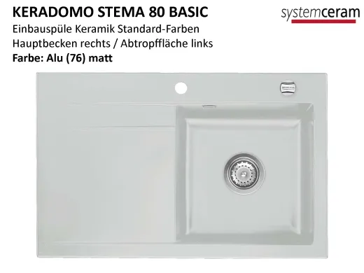 Systemceram KeraDomo STEMA 80-BASIC Keramiksple / Einbausple in Standardfarben fr die Kche