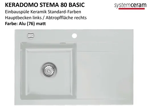 Systemceram KeraDomo STEMA 80-BASIC Keramiksple / Einbausple in Standardfarben fr die Kche