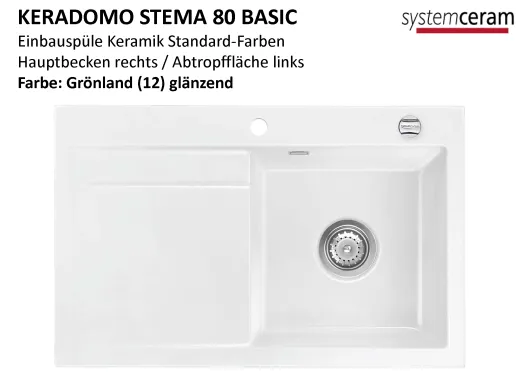 Systemceram KeraDomo STEMA 80-BASIC Keramiksple / Einbausple in Standardfarben fr die Kche