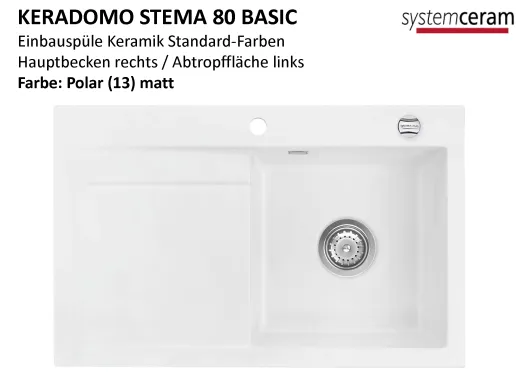 Systemceram KeraDomo STEMA 80-BASIC Keramiksple / Einbausple in Standardfarben fr die Kche