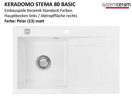 Systemceram KeraDomo STEMA 80-BASIC Keramiksple / Einbausple in Standardfarben fr die Kche