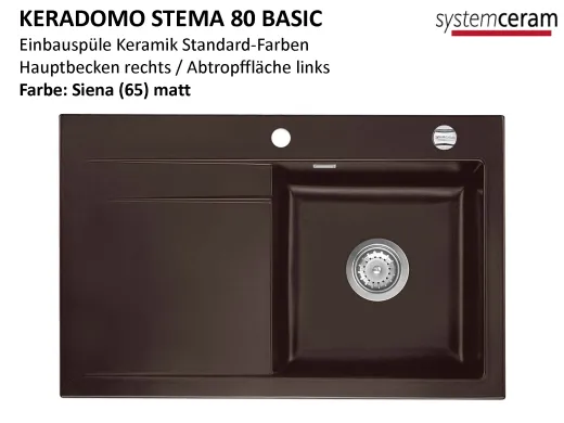 Systemceram KeraDomo STEMA 80-BASIC Keramiksple / Einbausple in Standardfarben fr die Kche