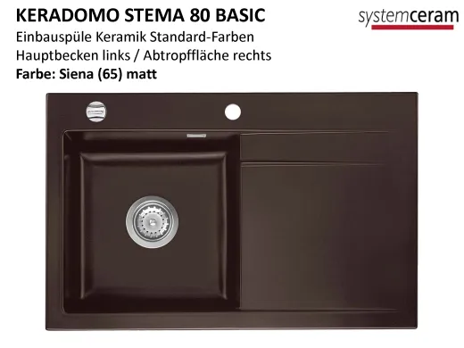 Systemceram KeraDomo STEMA 80-BASIC Keramiksple / Einbausple in Standardfarben fr die Kche