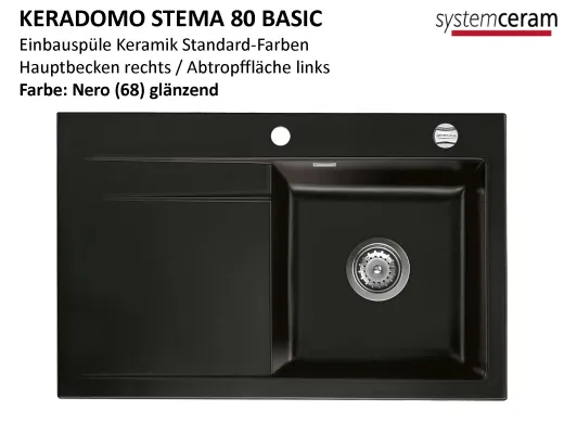 Systemceram KeraDomo STEMA 80-BASIC Keramiksple / Einbausple in Standardfarben fr die Kche