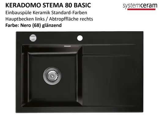 Systemceram KeraDomo STEMA 80-BASIC Keramiksple / Einbausple in Standardfarben fr die Kche
