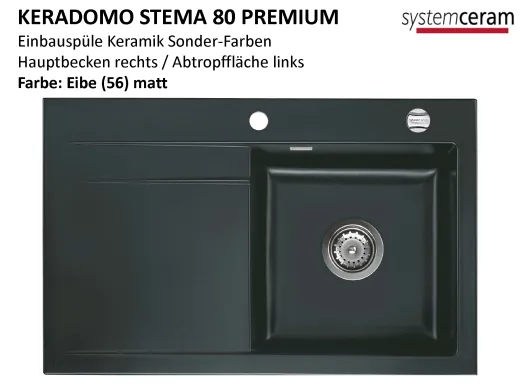 Systemceram KeraDomo STEMA 80-PREMIUM Keramiksple / Einbausple in Sonderfarben fr die Kche