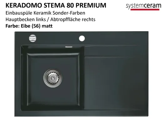 Systemceram KeraDomo STEMA 80-PREMIUM Keramiksple / Einbausple in Sonderfarben fr die Kche