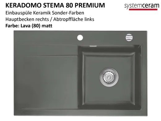 Systemceram KeraDomo STEMA 80-PREMIUM Keramiksple / Einbausple in Sonderfarben fr die Kche