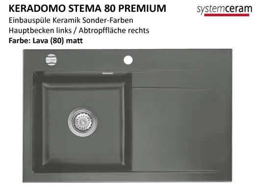 Systemceram KeraDomo STEMA 80-PREMIUM Keramiksple / Einbausple in Sonderfarben fr die Kche