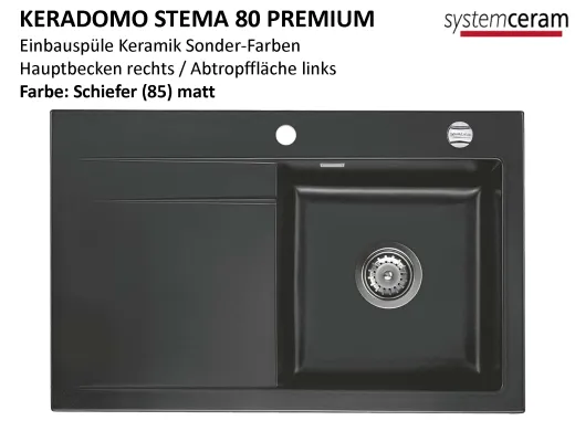 Systemceram KeraDomo STEMA 80-PREMIUM Keramiksple / Einbausple in Sonderfarben fr die Kche