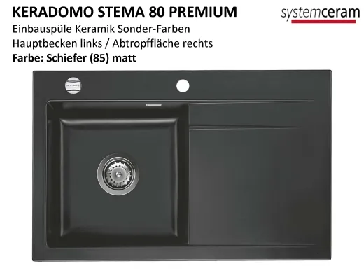 Systemceram KeraDomo STEMA 80-PREMIUM Keramiksple / Einbausple in Sonderfarben fr die Kche