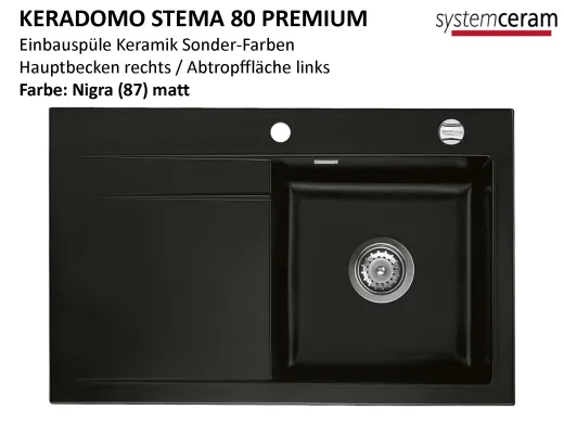 Systemceram KeraDomo STEMA 80-PREMIUM Keramiksple / Einbausple in Sonderfarben fr die Kche