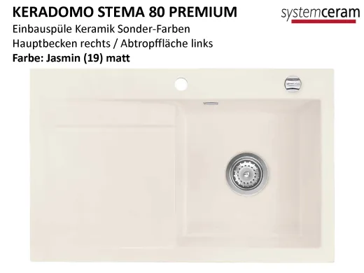 Systemceram KeraDomo STEMA 80-PREMIUM Keramiksple / Einbausple in Sonderfarben fr die Kche